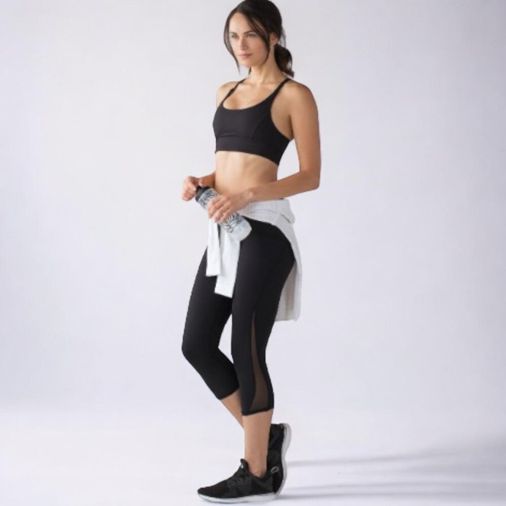Lululemon  High Rise 17" Train Time Crop Gym Work Out Leggings  Black – Size 4
